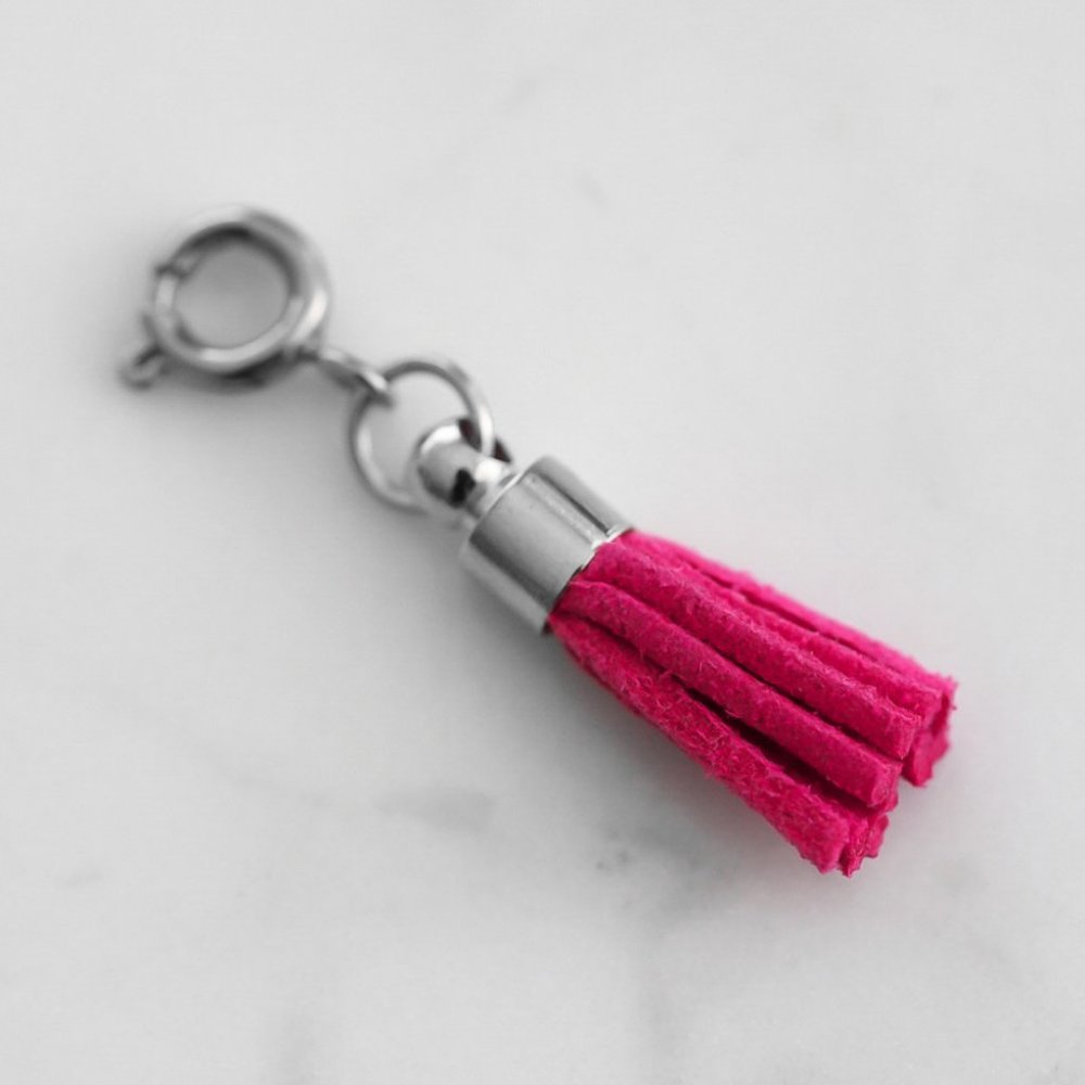 Maker Collection Silver Fuchsia Suede Tassel Charm